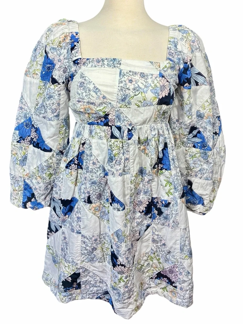 J. Crew Squareneck Cotton Voile Dress Patchwork Floral Women's Size XS - Picture 1 of 10